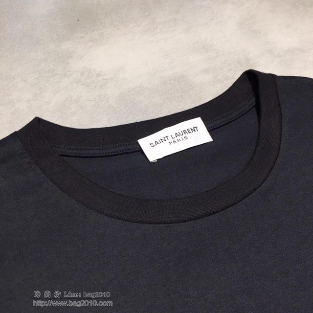 Saint Laurent短袖 19春夏新款 聖羅蘭男士黑色T恤  tzy1702